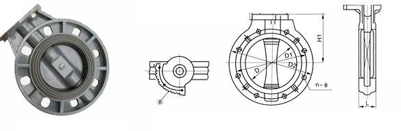 D671S,D671X气动对夹蝶阀UPVC结构图