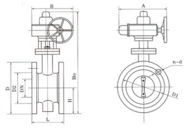 电动法兰蝶阀产品结构图
